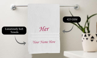 Stylish Cotton Couple Bath Towels with names or Initials.