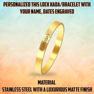 Black Lock Kada Bracelet - Custom Name Engraved