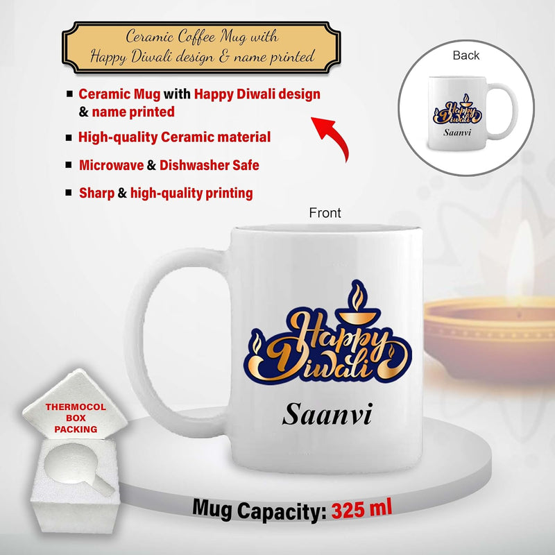 Diwali Gift Set - Acrylic Ram Mandir Miniature & Diwali Mug