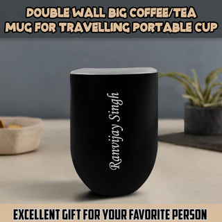 Steel Vacuum Insulated Coffee/Travel Mug with Name Engraved.