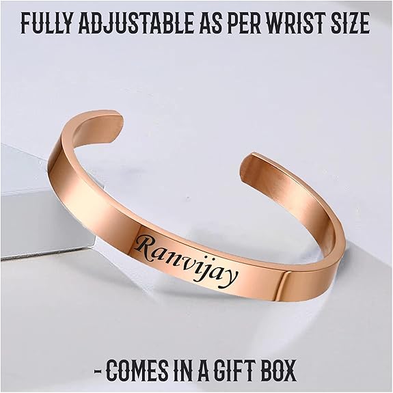 Personalized Men's Adjustable Kada - Custom Engraved Bracelet