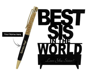 Personalized Black Matte Finish Slim Pen with best sis stand