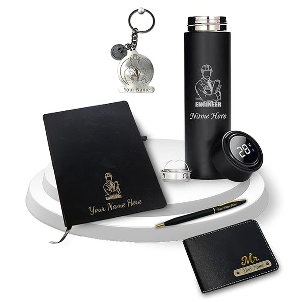 Engineer's Gift Set-Keychain, Sleek Water Bottle, Pen, Wallet & Diary