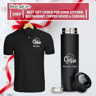 Custom Chef Combo - Name T-Shirt & Engraved Steel Bottle.