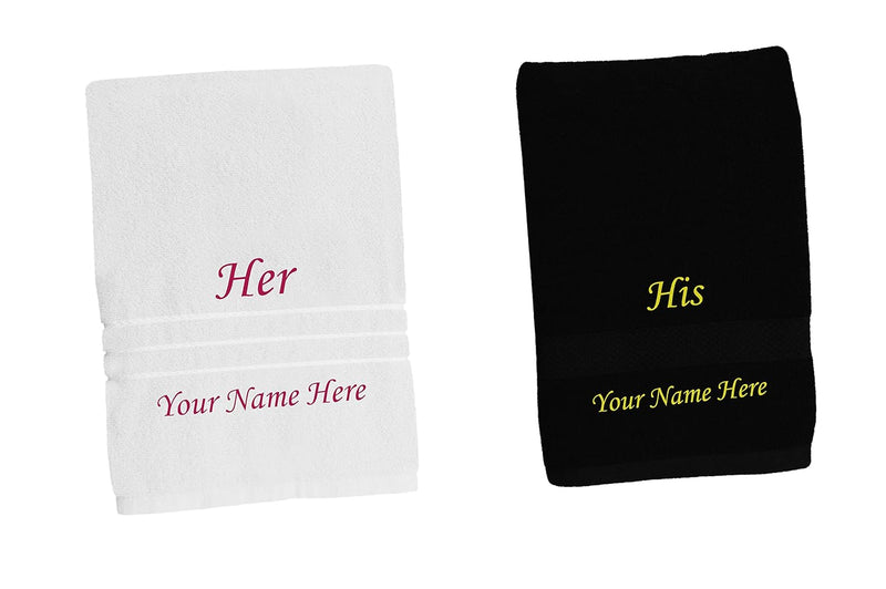 Stylish Cotton Couple Bath Towels with names or Initials.