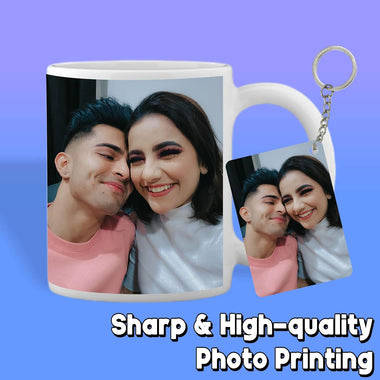 Personalized Photo Coffee Mug with Photo Keychain