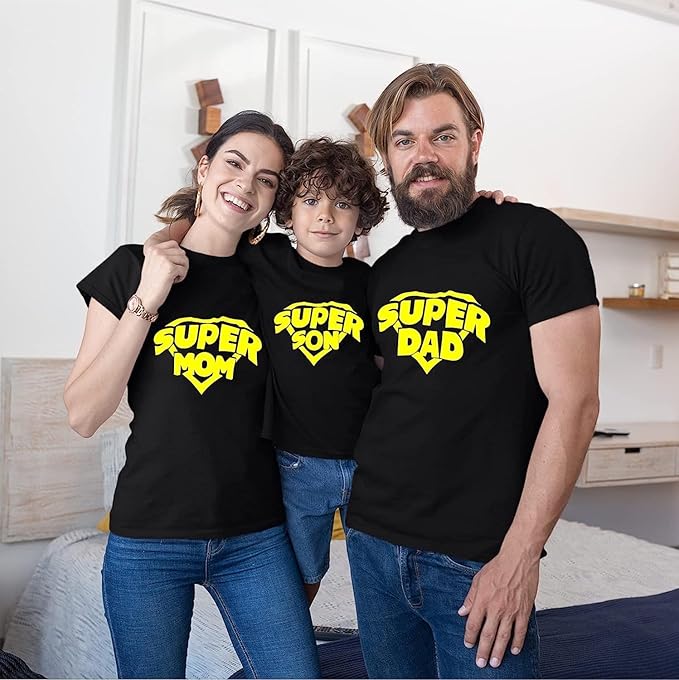Personalized Family T-Shirt Combo for Father, Mother & Kids with Your Name