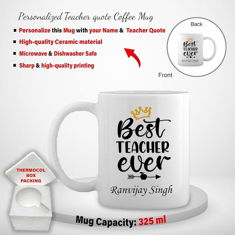 Teacher Drinkware Combo-Stylish Black Bottle with Teacher Logo & Coffee Mug.