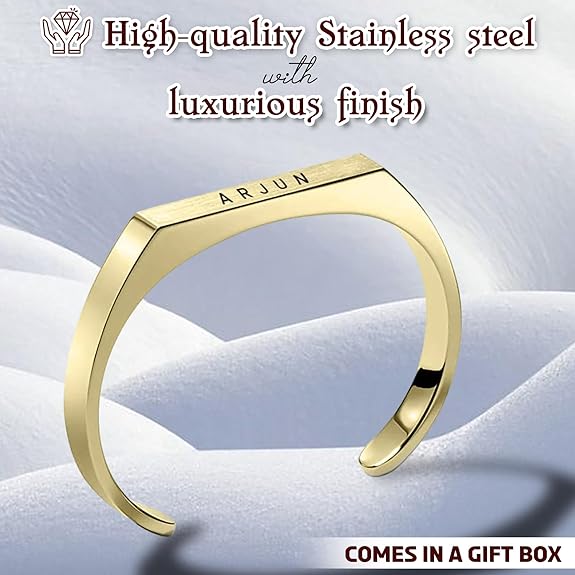 Stainless Steel Kada Bracelet - Engraved Name Armlet for Men & Women.