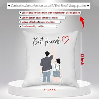 Friendship Combo Set- Cushion, Acrylic Stand, and Black Leather Diary.