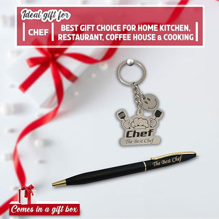 Chef Combo: Pen & Stainless Steel Keychain with 'The Best Chef' Engraving