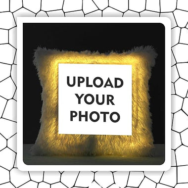 Custom LED Fur Pillow: Photo or Name Print.