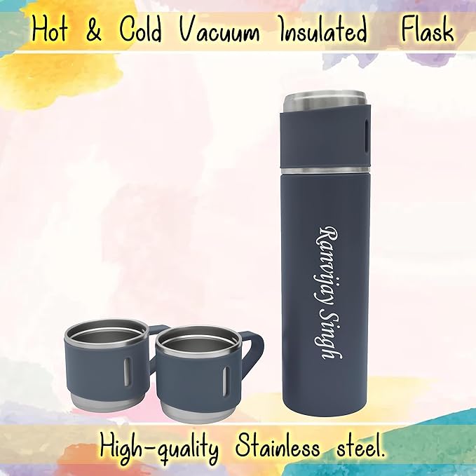Personalized Stainless Steel Vacuum Flask with 3 Cups