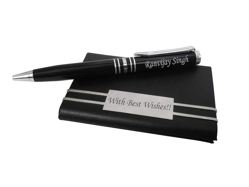 Pen and Card Holder (Black and Silver)