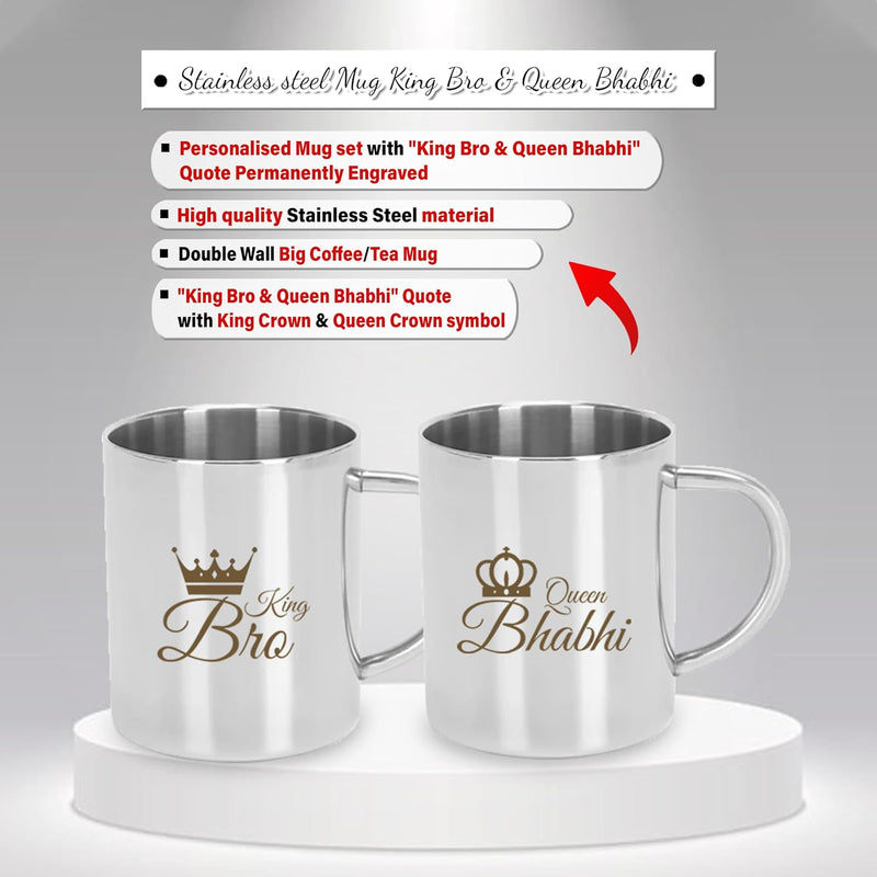 Men's Wallet with Sling Bag & King Bro & Queen Bhabhi Steel Mug Set.