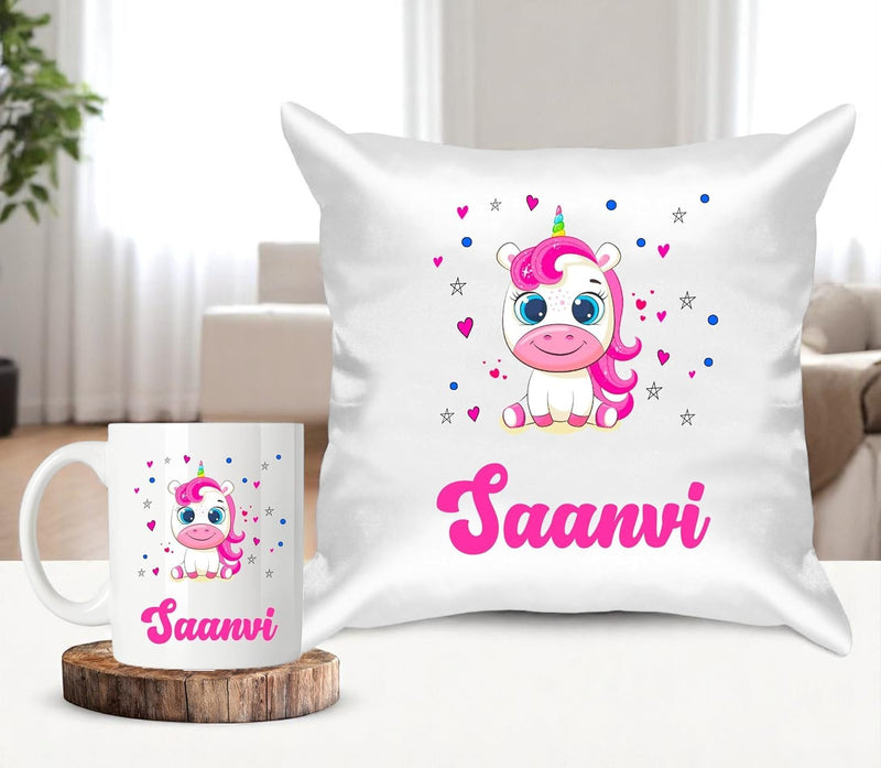 Satin Cushion and Mug Combo - Name & Character Printed.