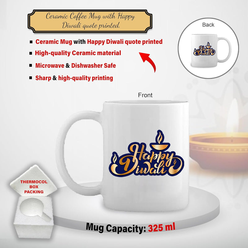 Diwali Gift Set - Acrylic Ram Mandir Miniature & Diwali Coffee Mug