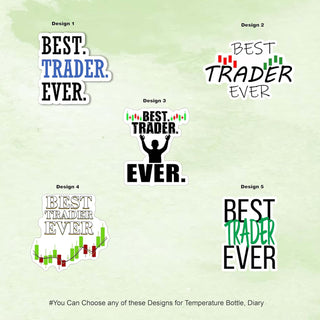 Customized Trader Gift Set – Metal Keychain, Temperature Bottle, Slim Pen, and A5 Black Diary.