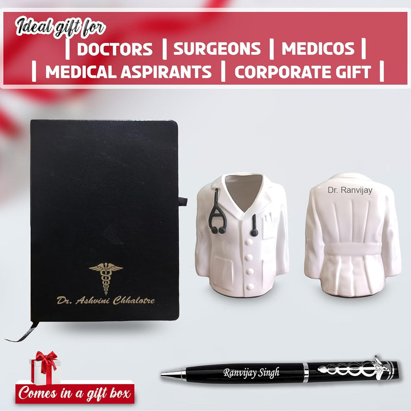 Doctor's Gift Set: Coat Pen Stand, Symbol Pen & Engraved Diary.