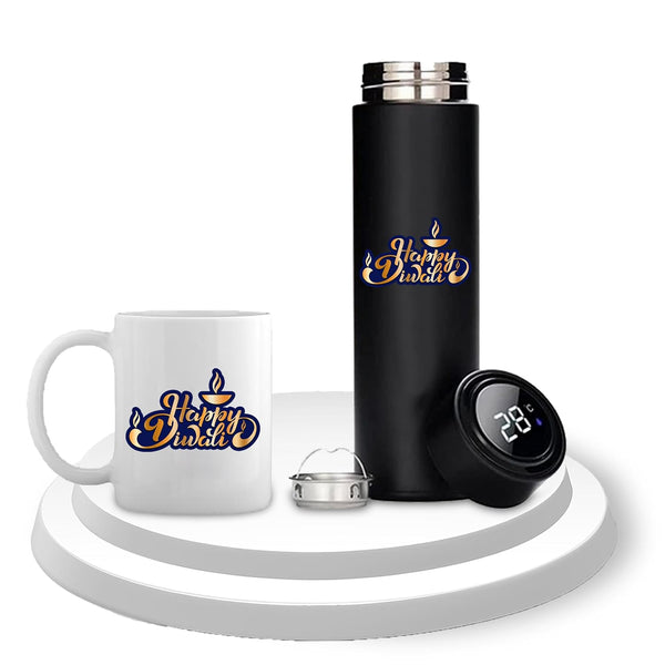 Deepawali Present Set - Black Bottle & Coffee Mug