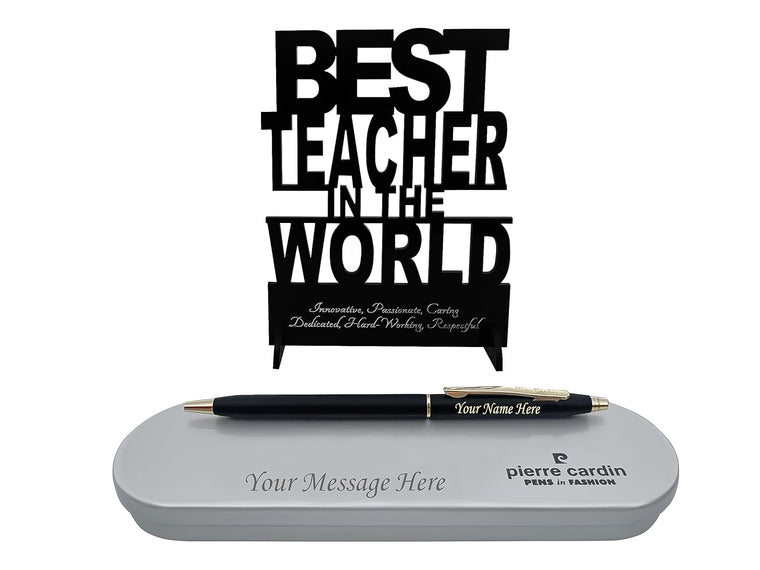 Custom Teacher Gift Set - Pen with Personalized Box & Stand.