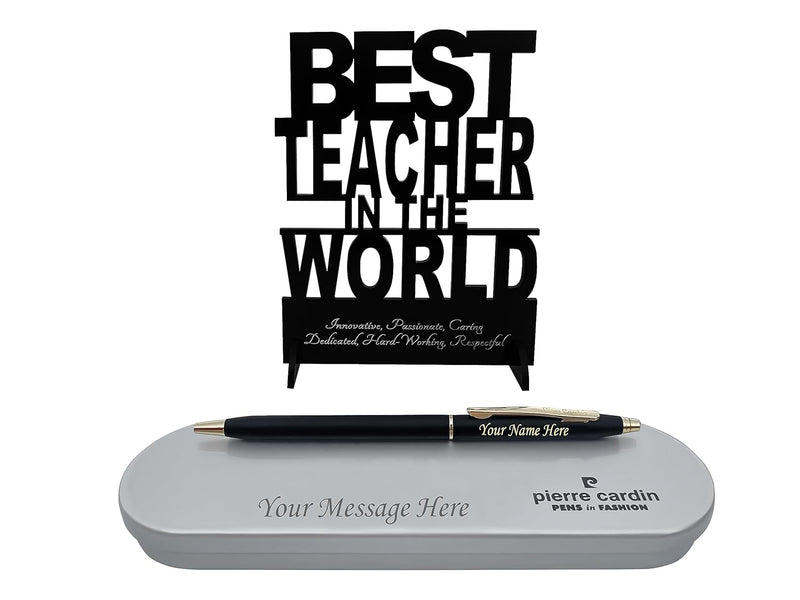 Personalized Pen & Message Box with Teacher's Day Stand.