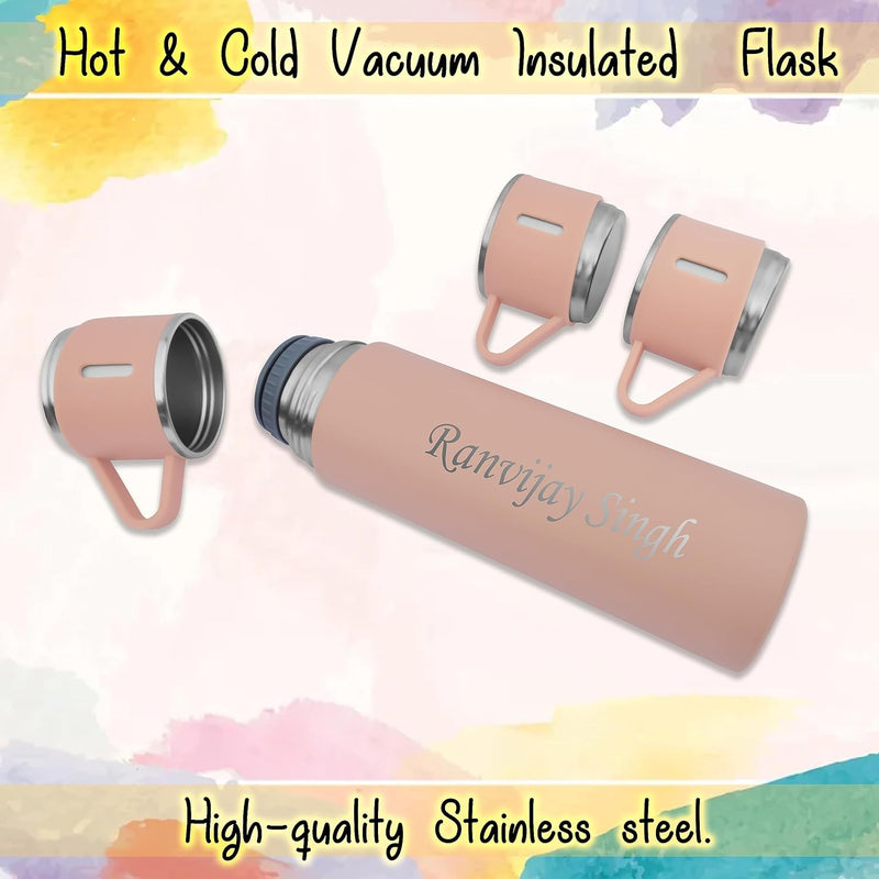 Personalized Stainless Steel Vacuum Flask with 3 Cups