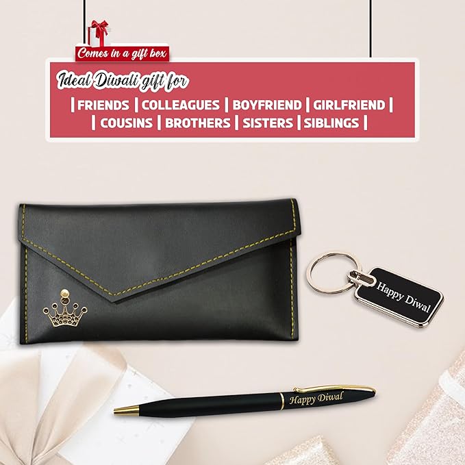 Diwali Set for Women - Clutch, Slim Pen & Metal Keychain