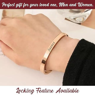 Black Lock Kada Bracelet - Custom Name Engraved