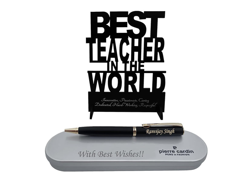 Custom Pen & Box with Teacher's Day Stand - Ideal Teacher Gift.