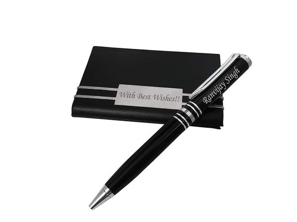 Pen and Card Holder (Black and Silver)