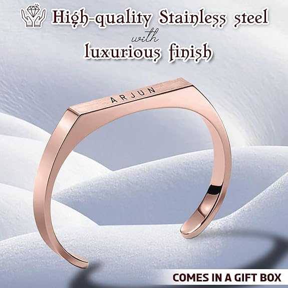 Stainless Steel Kada Bracelet - Engraved Name Armlet for Men & Women.