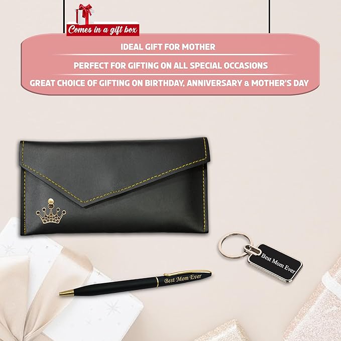 Mother's Day Gift – Keychain, Engraved Pen & Queen Clutch