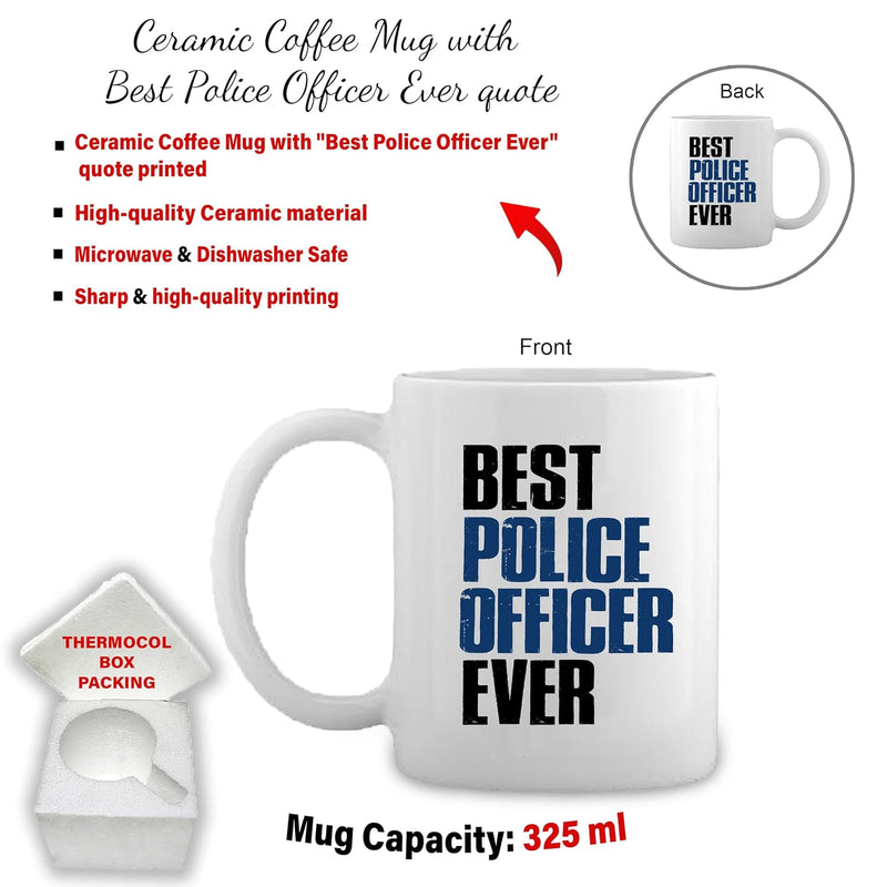 Gifts Police Officer Combo – Black Bottle & Mug with 'Best Police Officer Ever' Quote