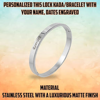Black Lock Kada Bracelet - Custom Name Engraved