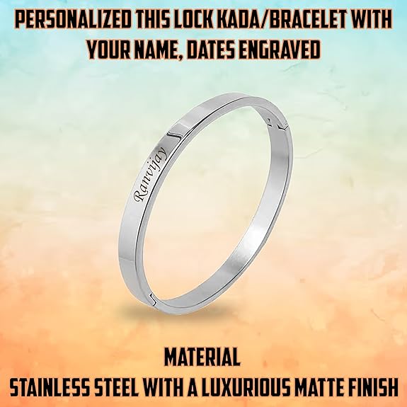 "Black Lock Kada Bracelet - Custom Engraved"