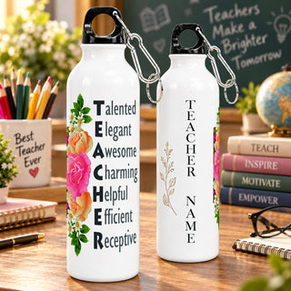 Personalized Teacher’s Day Gift | Leakproof Sipper Bottle with Carabiner | Teacher Appreciation Gift