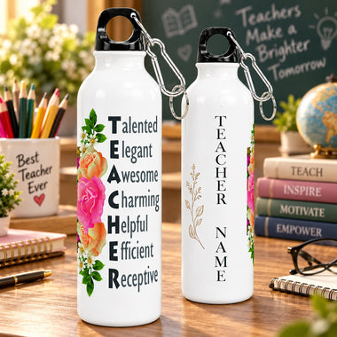 Personalized Teacher’s Day Gift | Leakproof Sipper Bottle with Carabiner | Teacher Appreciation Gift
