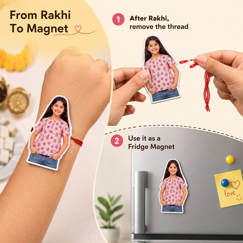 Customized 750 ML Aluminium Sipper Bottle with Photo & Name Print and Photo Caricature Rakhi