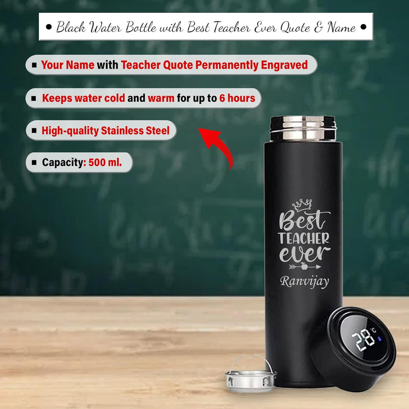 Teacher Drinkware Combo-Stylish Black Bottle with Teacher Logo & Coffee Mug.