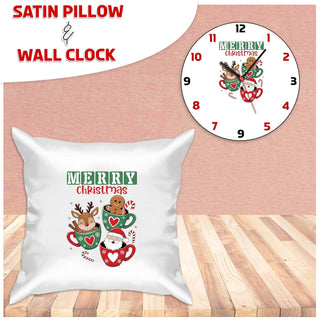 Satin Cushion & Wall Clock christmas combo