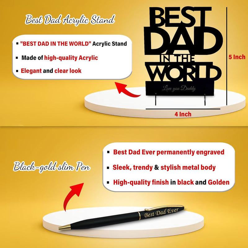 Father's Day Combo- Pen & Pen Stand 1.0 with Best Dad Acrylic Stand