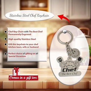 Chef Combo: Pen & Stainless Steel Keychain with 'The Best Chef' Engraving