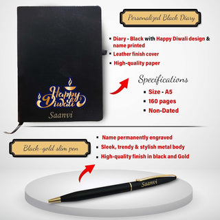 Diwali Combo Gifts - Pen , Pen Stand with Leather Diary