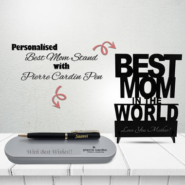 Personalized Pen with Name & Best Mom Stand.