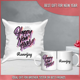 New Year Gifts Satin Cushion & Ceramic Coffee Mug