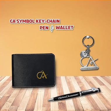 Chartered Accountant Gift Set – CA Pen, Wallet & Smiley Keychain.
