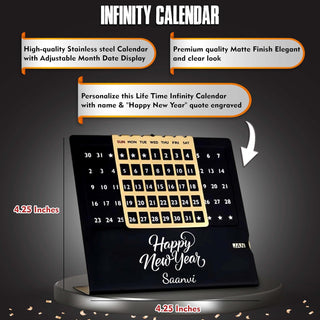 New Year Hamper Combo (Brown) - Infinity Calendar, Slim Pen & Leather Diary