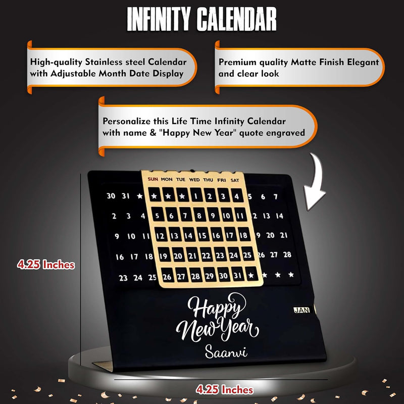 New Year Hamper Combo (Brown) - Infinity Calendar, Slim Pen & Leather Diary