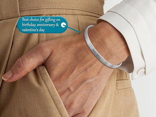 Adjustable Stainless Steel Unisex Kada With Name Engraved.